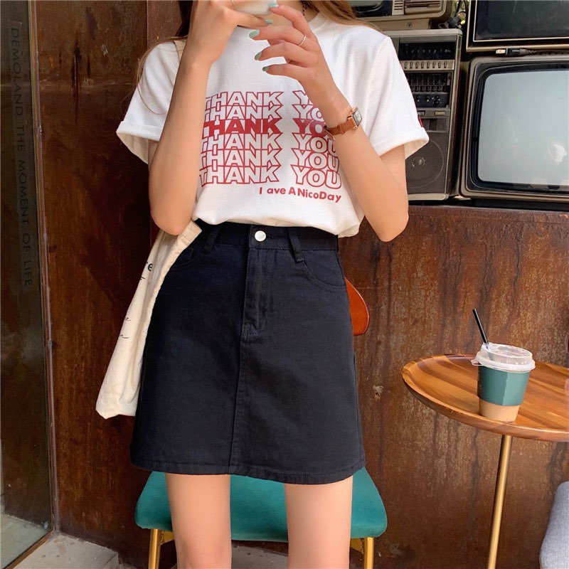 BASIC Denim mini skirt กระโปรงยีนส์สั้น