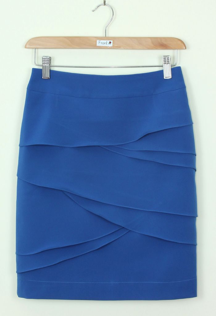 กระโปรงแฟชั่น&ทำงาน ทรงสอบ ผ้าไหมอิตาลีสีฟ้าน้ำทะเล / SK-255