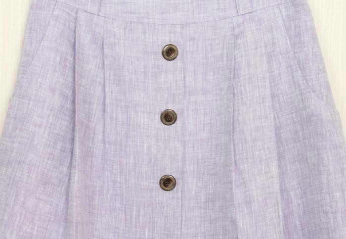 SK-241 กระโปรงแฟชั่น&ทำงาน ทรงบาน ผ้าลินินญี่ปุ่นสีม่วงอ่อน มีกระเป๋าล้วงได้ 2 ข้าง