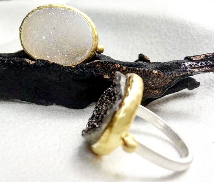 Droozy pyrite two tone coler ring