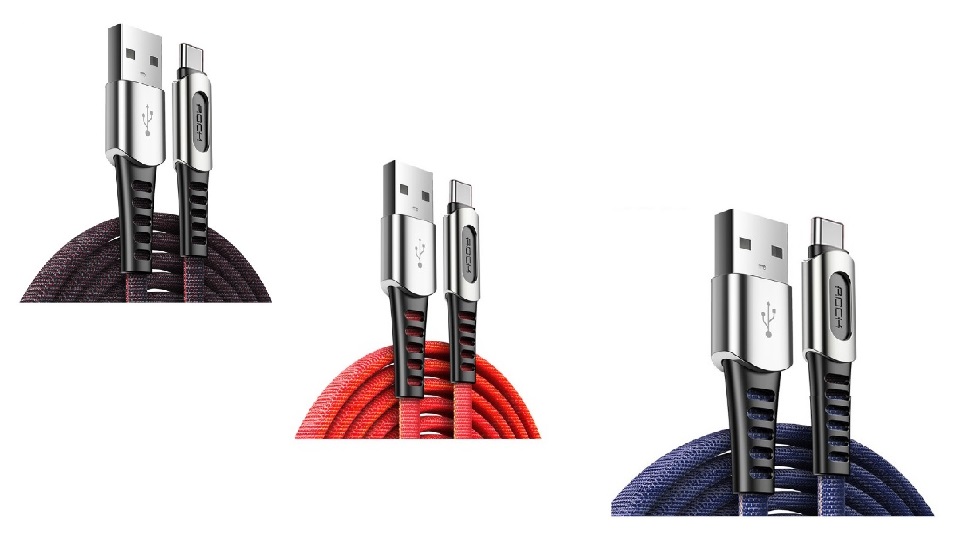 Rock M8 Zn-alloy Type-C Charge& Sync Cable 1M สายฟาสต์ชาร์จและซิงค์ Type-C สายถักอย่างดี 1 เมตร