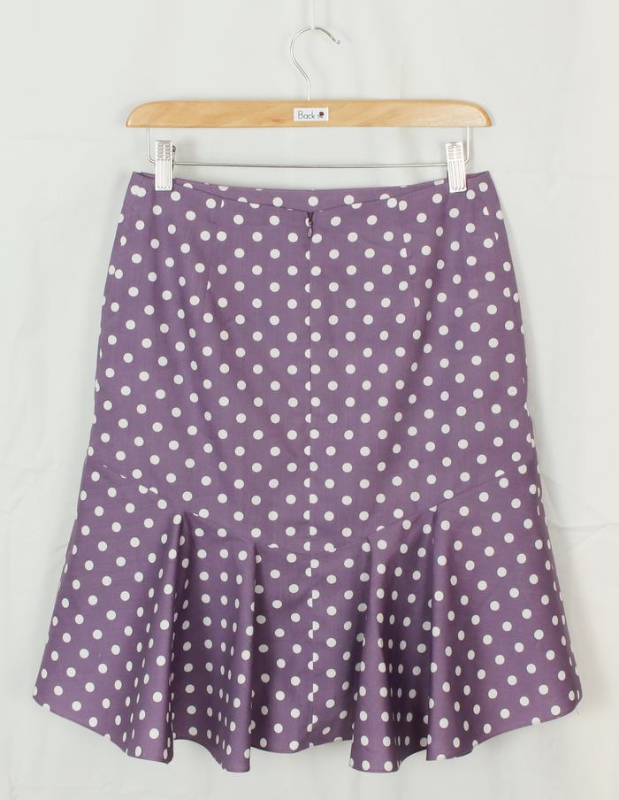 SK-200 กระโปรงแฟชั่น&ทำงาน ทรงย้วย ผ้าคอตต้อนญี่ปุ่นสีม่วง Polka Dot Purple