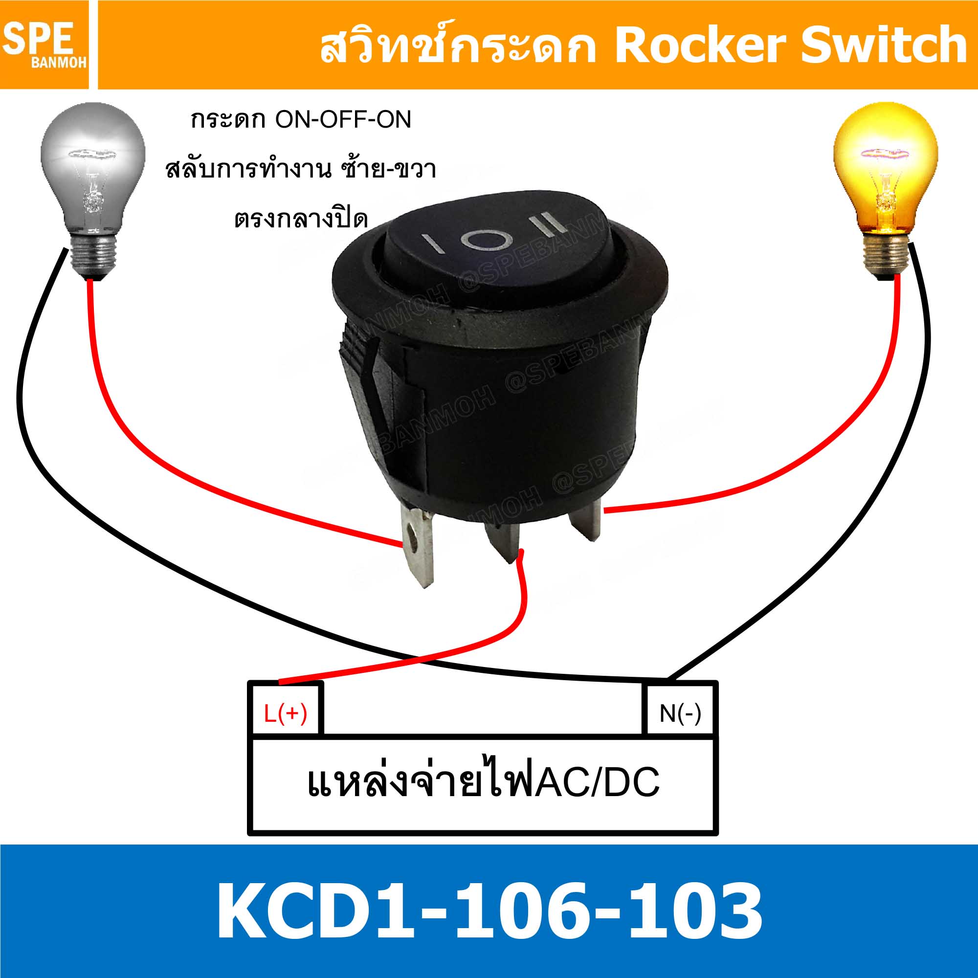[ 5ชิ้น ] KCD1-106-103 ดำ Black สวิทช์กระดกกลม KCD1 3ขา ON-OFF-ON สวิทช์ KCD1 Rocker switch สวิทช์ กระดก กลม KCD1-106-103 3 ขา ON OFF ON 6A 250V 3 Pin เปิด ปิด เปิด 3Pin ON OFF ON สวิทกระดกกลม สวิทช์ กระดกกลม สวิทกลม KCD1 สวิทช์กระดก SW KCD1 สวิทช์กลม สวิ