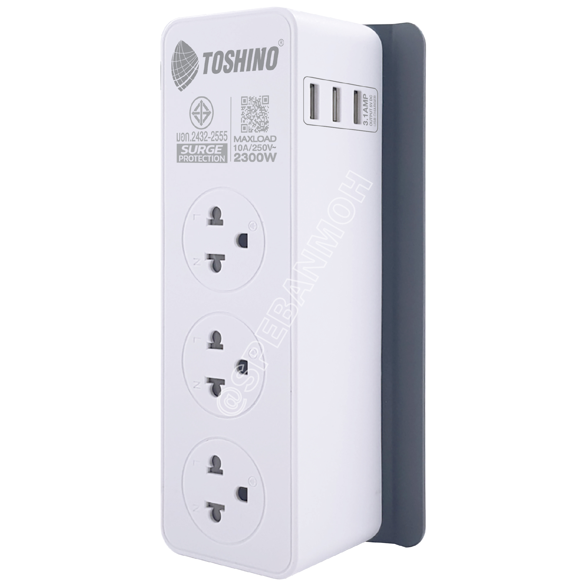CW-33USB ปลั๊กพ่วง Toshino รางปลั๊กไฟ Toshino รางปลั๊ก 3 ช่อง+3 USB IEC53 3x0.75 sq.mm 2เมตร 10A 2300W Surge Protection ระบบป้องกันไฟกระชาก USB 3 ช่อง 3.1A Circuit Switch เปิด-ปิด ระบบตัดกระเเสไฟอัตโนมัติ ม่านนิรภัย สำเนา