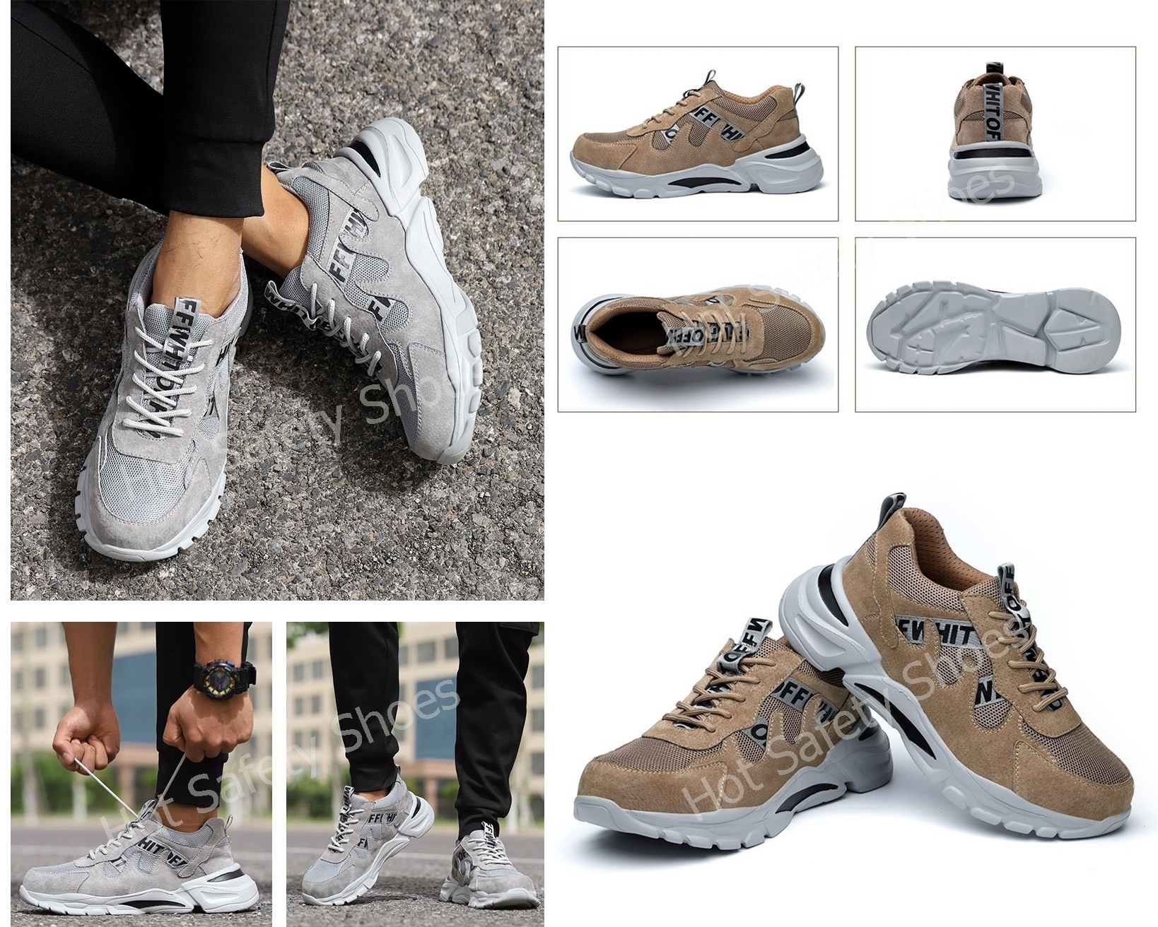 HOT SPORT NO.11 Safety shoes รองเท้าเซฟตี้ รองเท้าหัวเหล็ก รองเท้านิรภัย รองเท้าเซฟตี้sport ดีไซส์สวย พื้นนุ่มเ ผ้าใบผสมหนัง