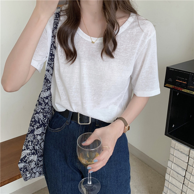 See-thought top เสื้อยืดซีทรูแขนยาว เกาหลี