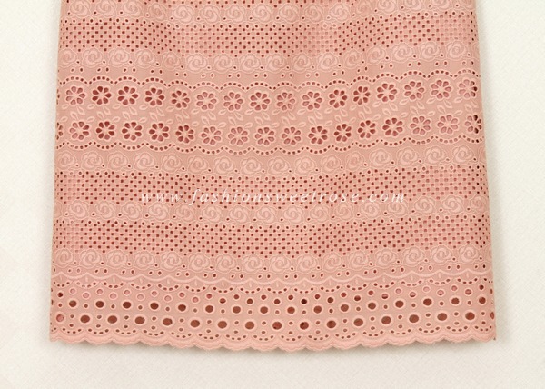 SK-350 กระโปรงแฟชั่น&ทำงาน ทรงสอบ ผ้าลูกไม้คอตตอน สี Peach ชายกระโปรงเป็นเชิงลูกไม้