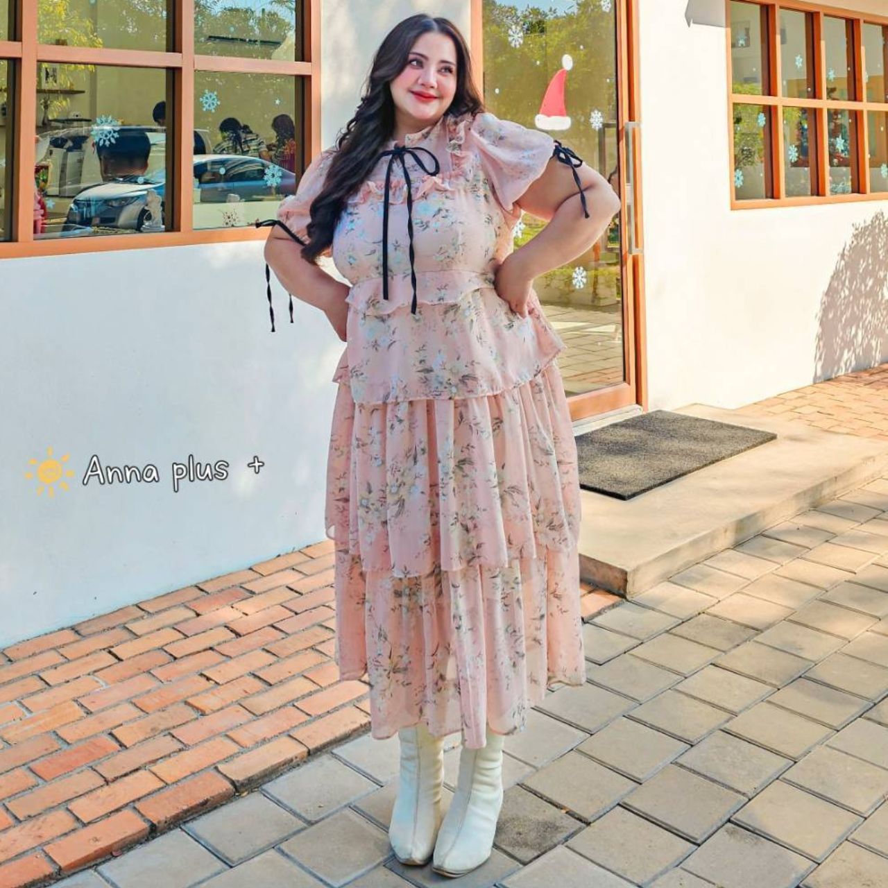 A187 แม็กซี่เดรส สาวอวบ งานกระโปรงซ้อนชั้น อกได้ถึง50นิ้ว หน้าผ้า52นิ้ว ฟ้า ชมพู เหลือง อก 40-50 นิ้ว