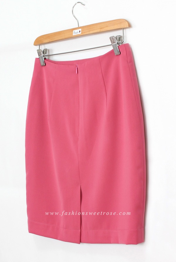SK-402 กระโปรงแฟชั่น&ทำงาน ทรงดินสอ ผ้าโพลีเอสเตอร์สี Pink Candy