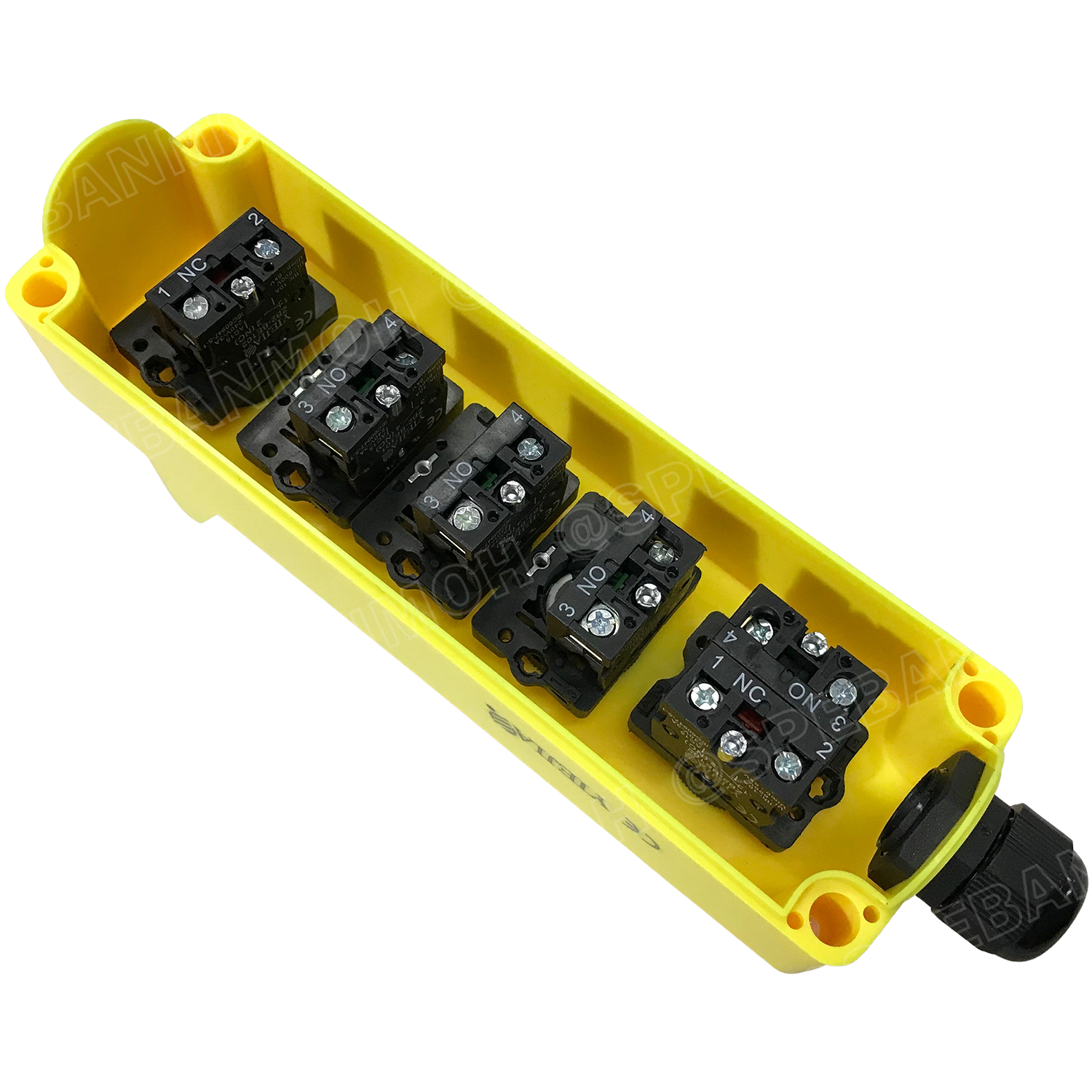 LAY5-DJBB044P สวิทช์เครน / รอกไฟฟฟ้า สวิทช์คอนโทรลรอก ชุดสวิทช์ HOIST PUSH BUTTON SWITCH สวิทซ์เครน ต่อตรงกับคอนแท็ค สวิทช์ฉุกเฉิน สวิทช์กดติดปล่อยดับ Control Switches NO NC อุปกรณ์สวิทช์ สวิทช์อุตสาหกรรม Industrial switch 10A 250V ชุดสวิทช์พร้อมเคเบิลแกล