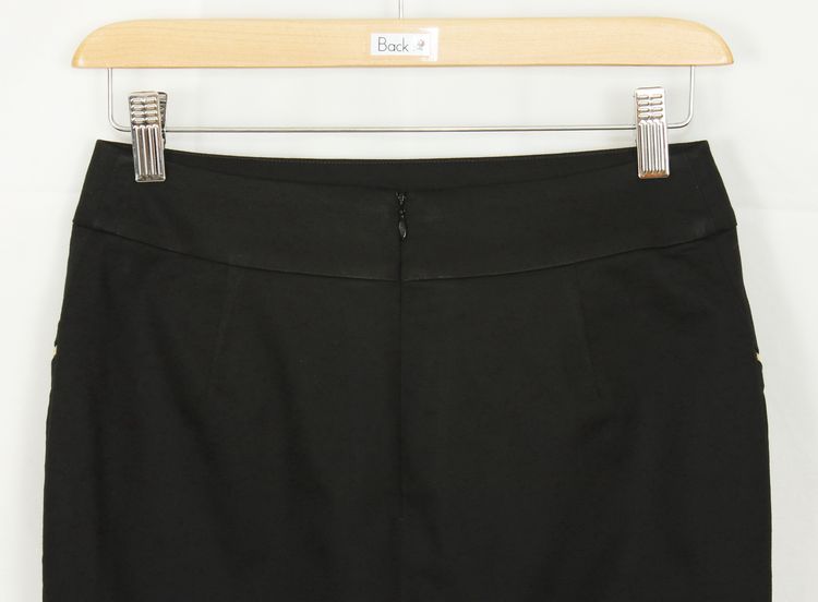SK-120 กระโปรงแฟชั่น&ทำงาน ทรงสอบแต่งด้วยซิปฟันทอง ผ้าคอตต้อนญี่ปุ่นผสมสเปนเดกสีดำ
