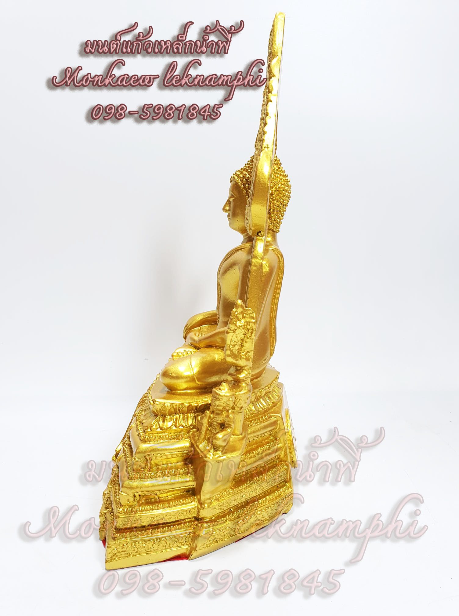 พระพุทธชินราชแร่เหล็กน้ำพี้องค์สีทอง หน้าตัก 5 นิ้ว รับประกันของแท้ แถมฟรีสร้อยข้อมือแร่เหล็กน้ำพี้