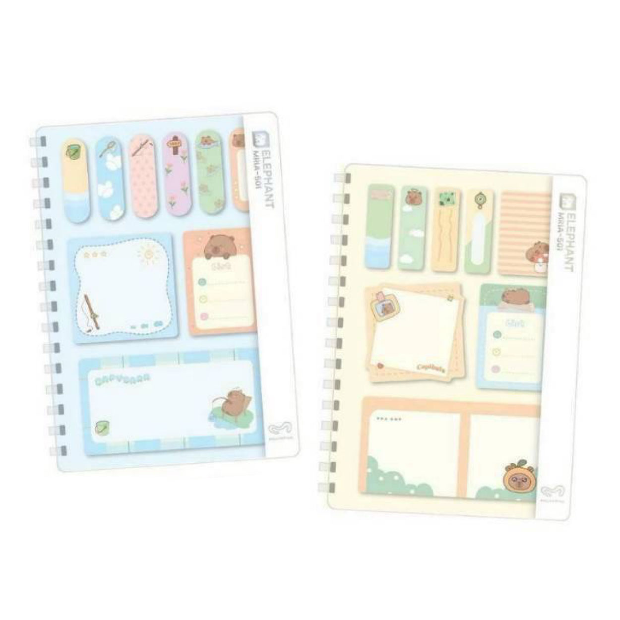 สมุดสันห่วงพลาสติกแบบนิ่ม ตราช้าง ขนาด A5 รุ่น MRIA-501 ลายคาปิดบาร่า พร้อมกระดาษโน๊ต