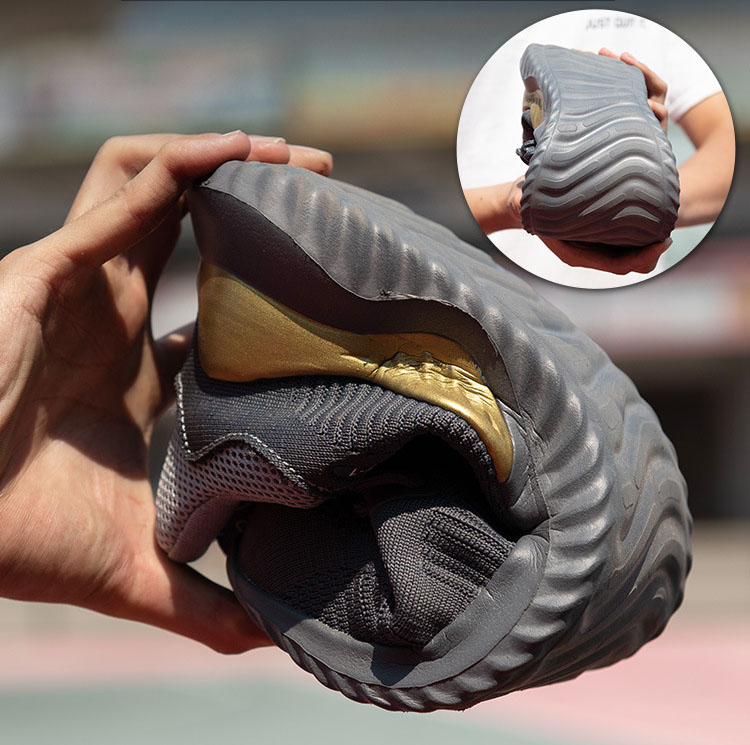 HOT SPORT NO.6 รองเท้าเซฟตี้ผ้าใบ หัวเหล็ก ดีไซน์สปอร์ต (สีเทา/สีดำ)