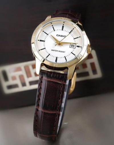 CASIO Standard รุ่น LTP-V004GL-7AUDF สีน้ำตาล มีวันที่ สินค้าของเเท้