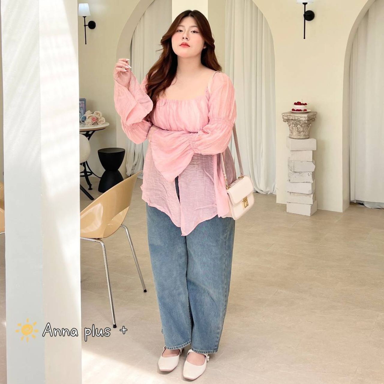 A204 เสื้อสาวอวบ แขนยาว อกได้ถึง50 มี6สี ขาว ดำ แดง ชมพู ฟ้า เหลือง อก40-50นิ้ว