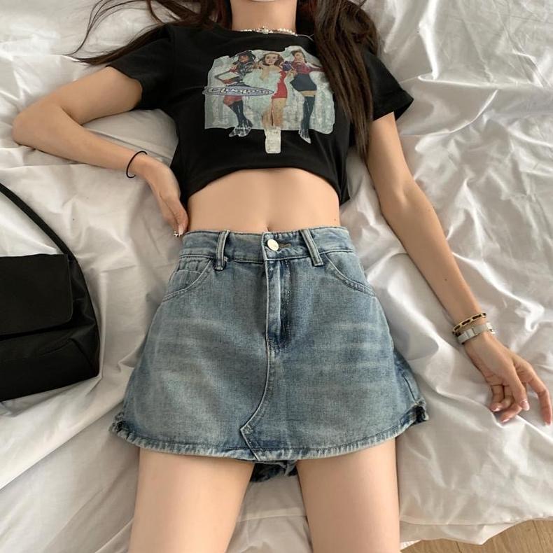 YEJIN Denim skirt กระโปรงยีนส์กางเกงแบบใหม่