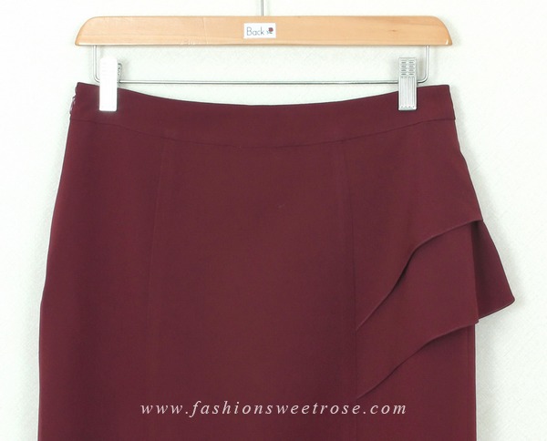 SK-296 กระโปรงแฟชั่น&ทำงาน ทรงสอบ ผ้าไหมอิตาลีสีม่วงเปลือกมังคุด