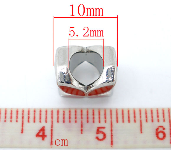 ลูกปัดอโลหะเคลือบรูปดอกไม้ 4 กลีบ 2x11mm 10 เม็ด คละสี