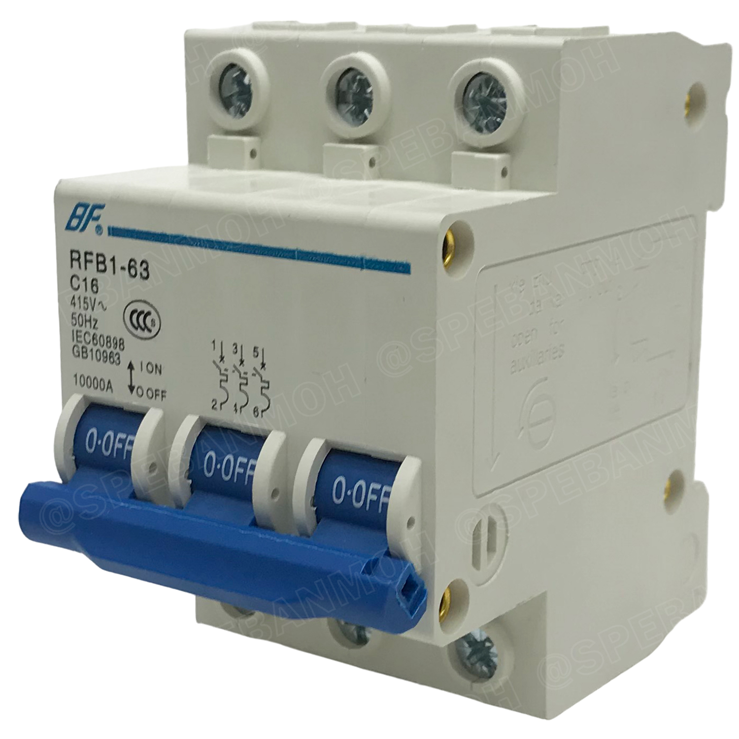 [ 1ชิ้น ] RFB1-63 3P 16A เบรกเกอร์ 6kA Type C เมนเบรกเกอร์ เบรกเกอร์ลูกย่อย ลูกย่อย 3โพล เบรกเกอร์กันไฟเกิน BF เซอร์กิตเบรกเกอร์ RFB1-63 415VAC 3เฟส เบรกเกอร์ไฟบ้าน ยึดรางปิกนก เบรกเกอร์ติดรางดินเรียล 3Phase Mini Circuit Breaker MCB 3P