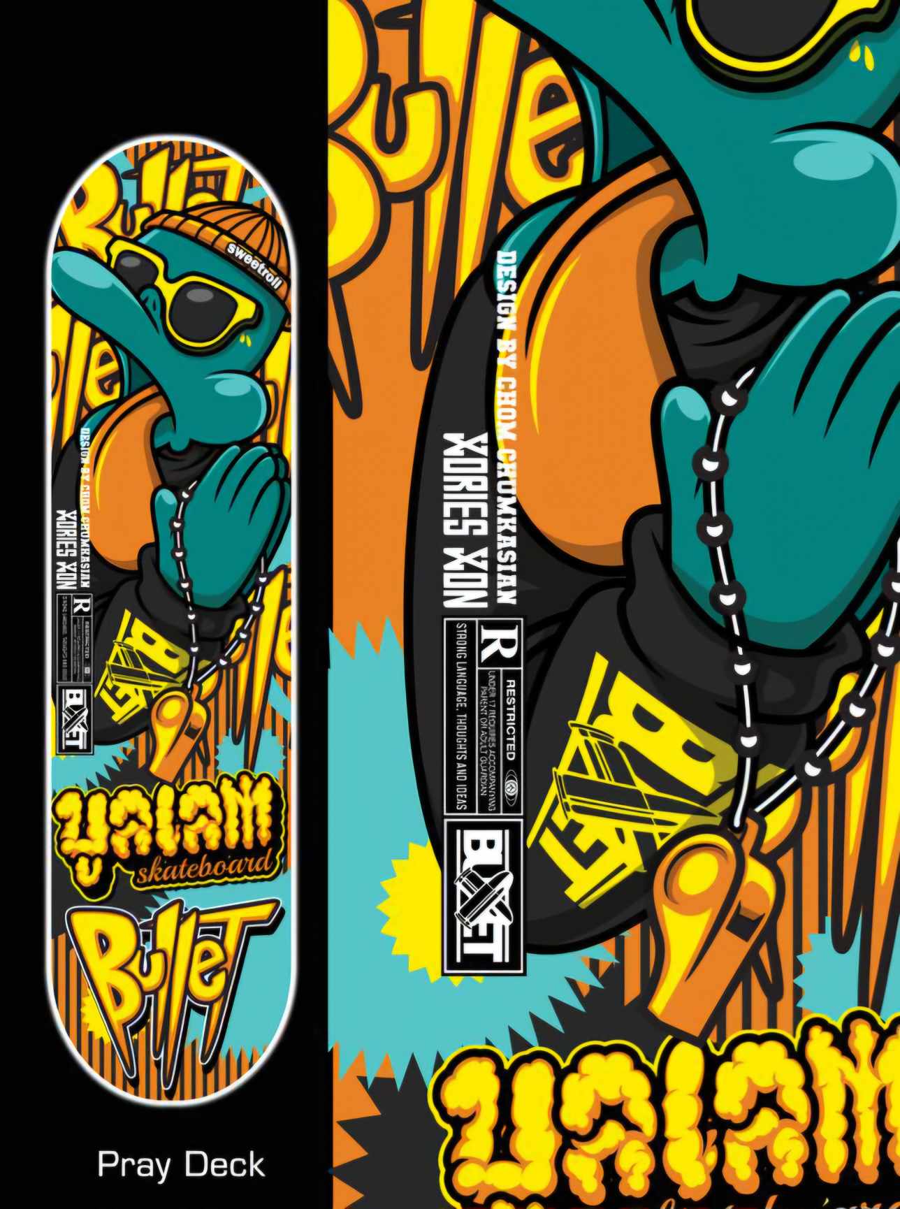 Bullet Pray Skateboard Deck 8.375"
