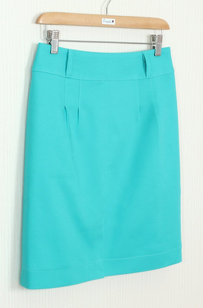 SK-242 กระโปรงแฟชั่น&ทำงาน ทรงสอบแบบผ่าหน้า ผ้าคอตตอนญี่ปุ่น สีฟ้าเทอร์คอยซ์