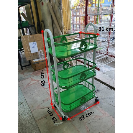 ชั้นวางอเนกประสงค์ รุ่นรั้ว 3ชั้น ขนาด 30x48x93cm. มีล้อเลื่อน ชั้นวางของ ชั้นวาง ชั้นใส่ของ ชั้นมีล้อเลื่อน