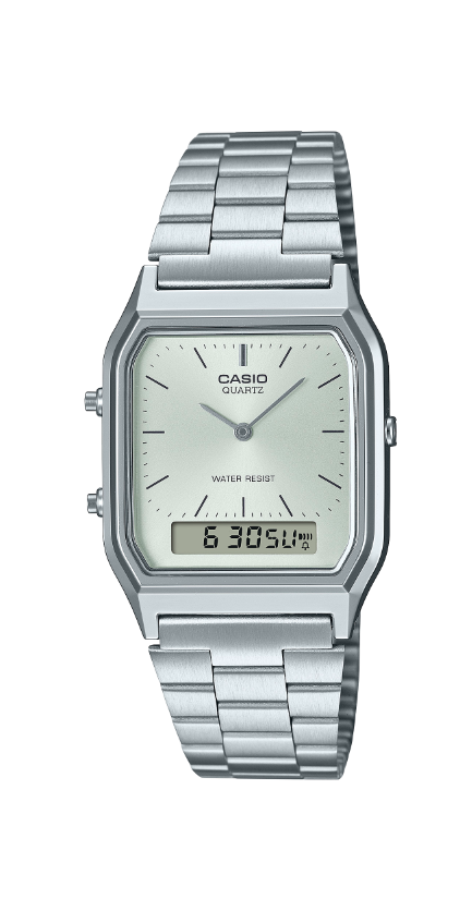Casio นาฬิกาข้อมือ Classic รุ่น AQ-230A-7AMQYDF สีเงิน จอเทา เงิน สินค้าของเเท้ รับประกันศูนย์ CMG