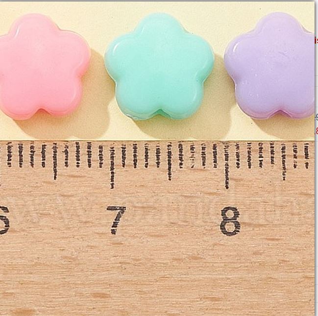 ลูกปัดอะครีลิคทึบ รูปดอกไม้ ขนาด 9x9มม. รู 4 มม. คละสี 100 เม็ด