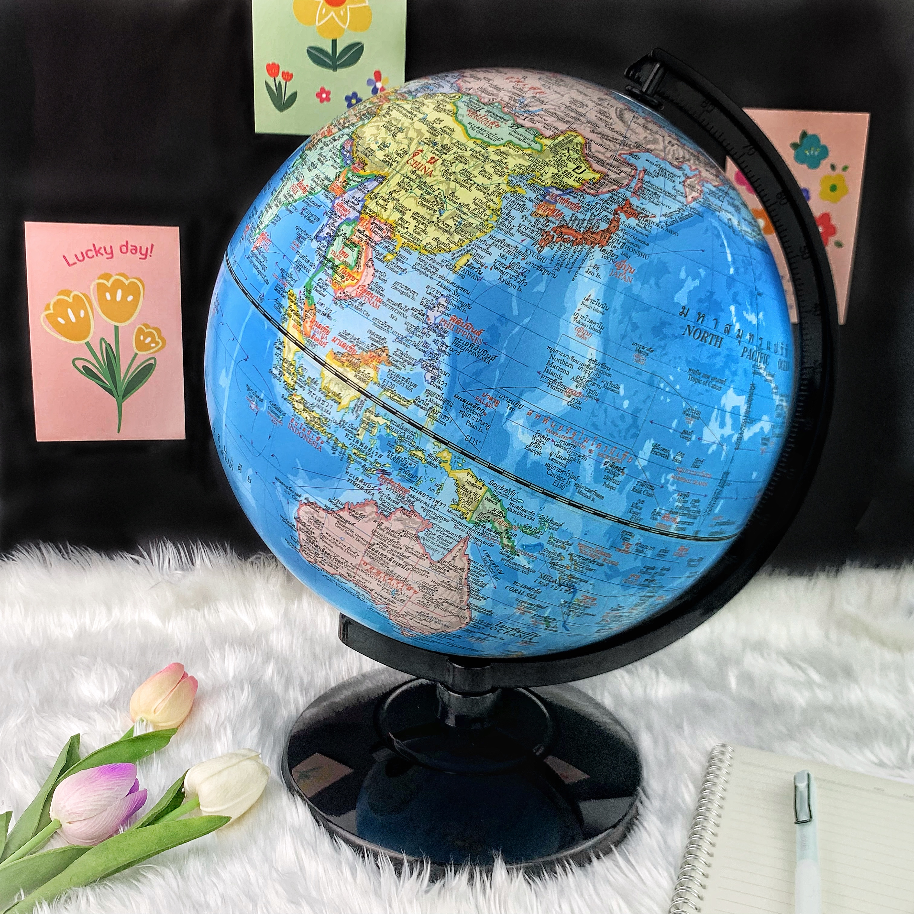 ลูกโลกจำลอง Bennon 8 10 และ 12 นิ้ว แบบมีไฟและไม่มีไฟ มีทั้งฐานไม้ ฐานพลาสติก