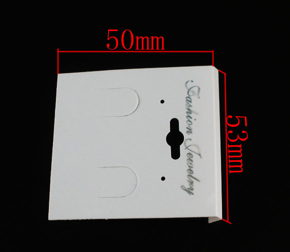 แป้นพลาสติกสำหรับแขวนต่างหู สีขาว ขนาด 53x50mm จำนวน 1000 ชิ้น