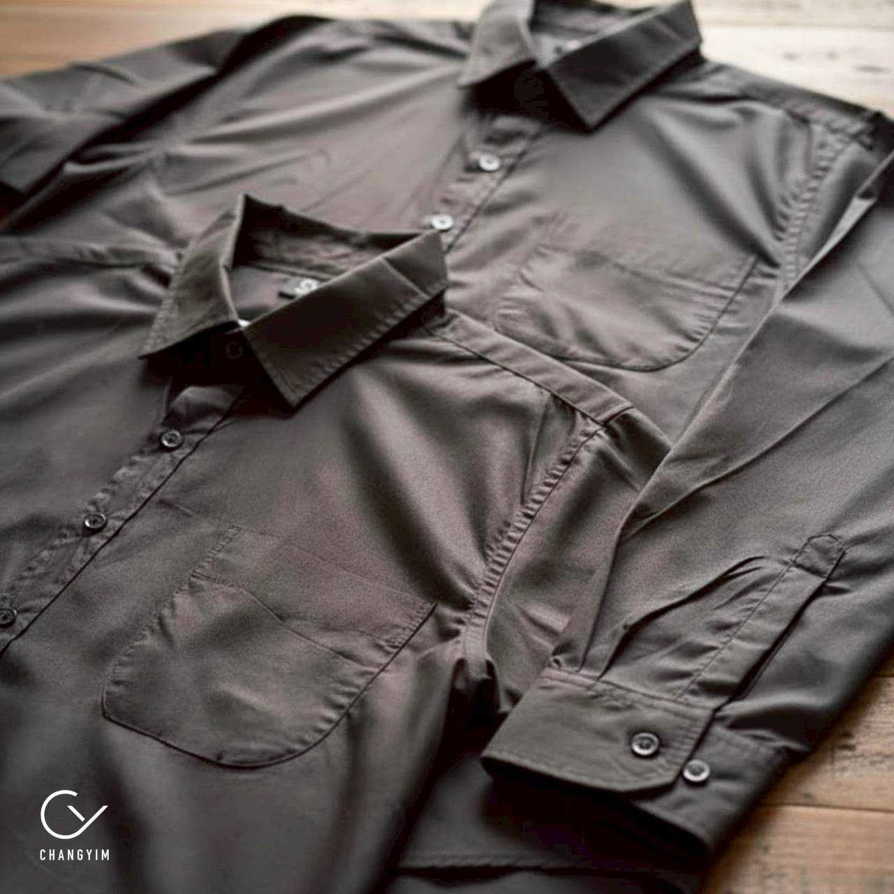 [CHANGYIM] เสื้อเชิ้ตคนอ้วน สีดำพรีเมียม ผ้า Cotton แท้ (แขนสั้น/ยาว) ไซส์ 2XL-5XL