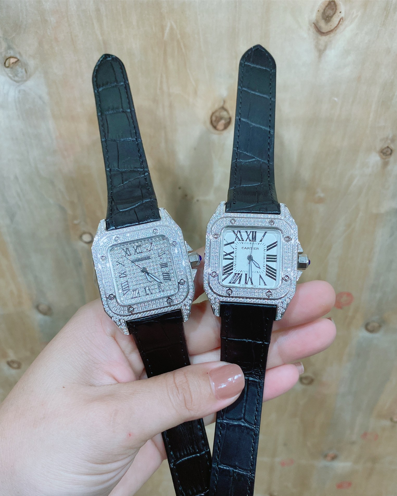 Cartier Santos 100 Full and Pave Diamond กล่องหนัง พร้อมอุปกรณ์ครบชุด เพชรเต็ม ไม่เต็มลด 500