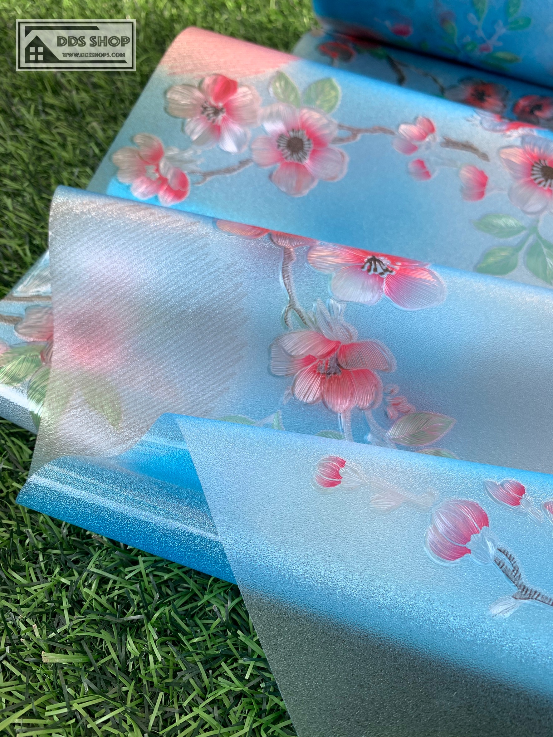 PVC สูญญากาศติดกระจก ซากุระ 3D Pink Blossom หน้ากว้าง 90 cm x 100cm (สั่งมากกว่า 1m ตัดยาวต่อเนื่อง)