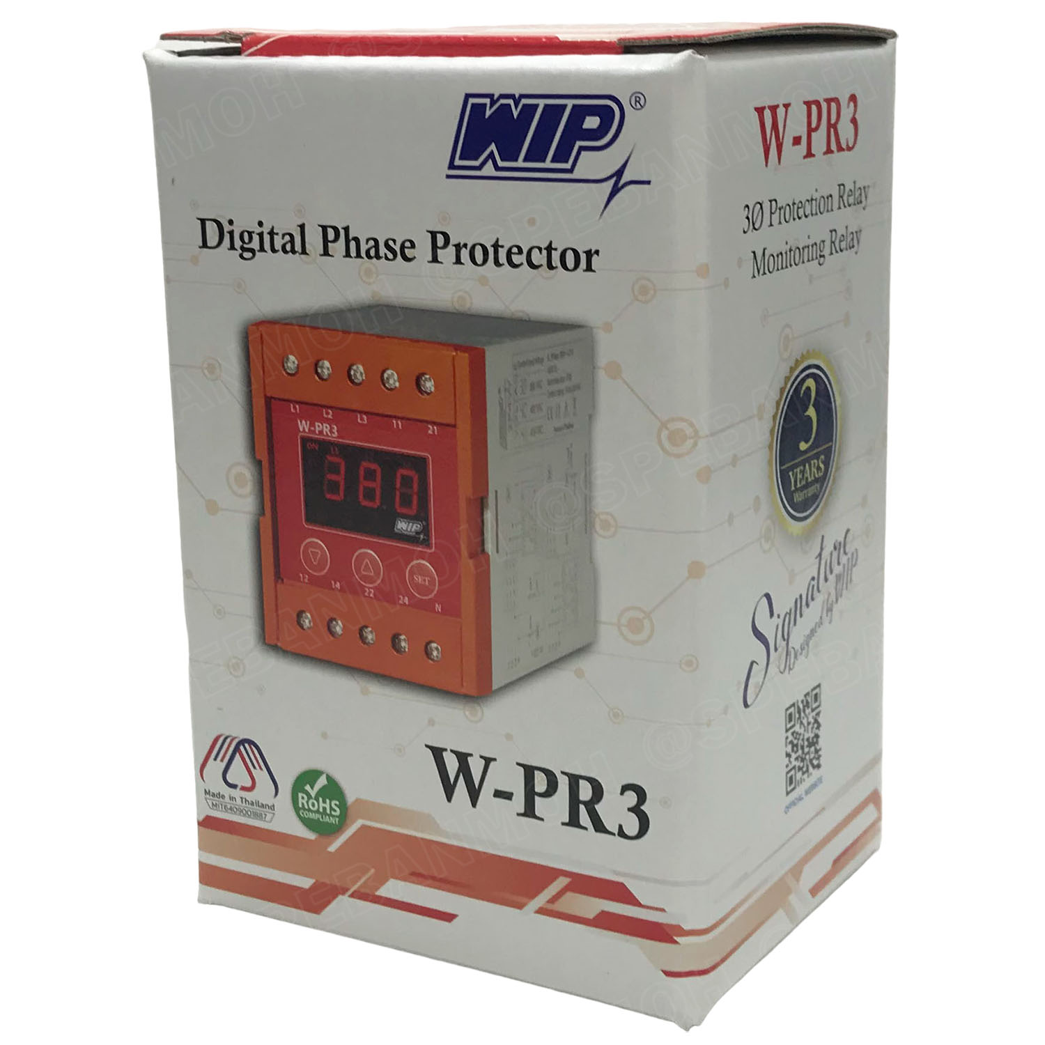 [ 1ชิ้น ] WIP W-PR3 Digital Phase Protector เฟสโปรเทคชั่น 3 เฟส 4 สาย 380V 3P 4W อุปกรณ์ป้องกันไฟตก ไฟเกิน 380V-415V Under Over Voltage Phase Protector Intelligent Over Voltage Protector ปรับแรงดัน สูงต่ำ ต่ำตัด เกินตัด ป้องกันการต่อสายผิด ป้องกันการต่อสา