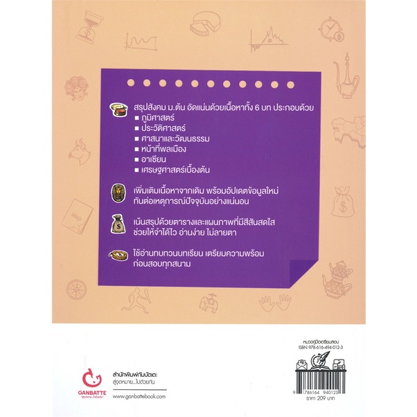 หนังสือ Lecture สรุปเข้มสังคม ม.ต้น (ฉ.ปรับปรุง) GANBATTE