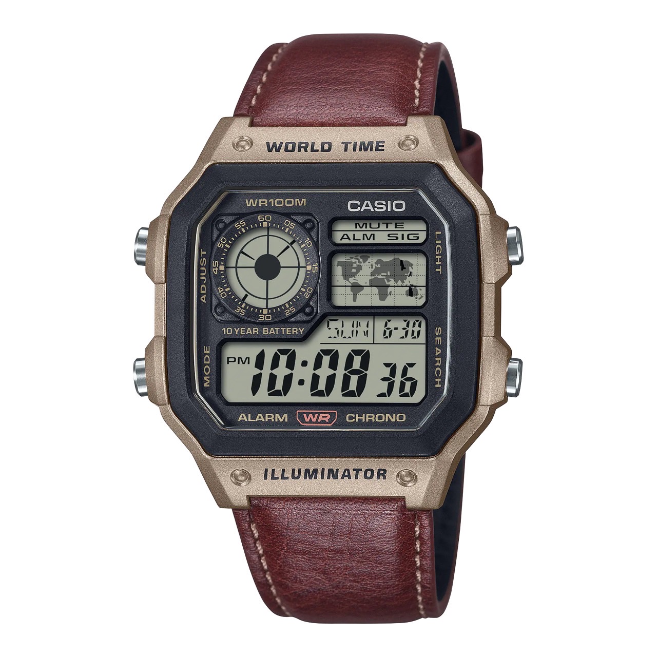 CASIO NORMAL รุ่น AE-1200WHL-5AVDF สายหนัง สินค้าของเเท้ รับประกันศูนย์ CMG
