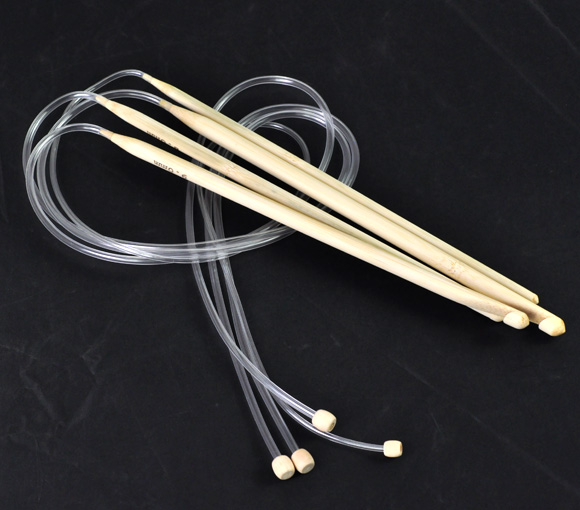 เข็มอัฟกันโครเชต์วงกลมไม้ไผ่ ยาว 85 ซม.(33.5") ขนาดหัว 5.5-10.0mm 5 อัน 5 ขนาด