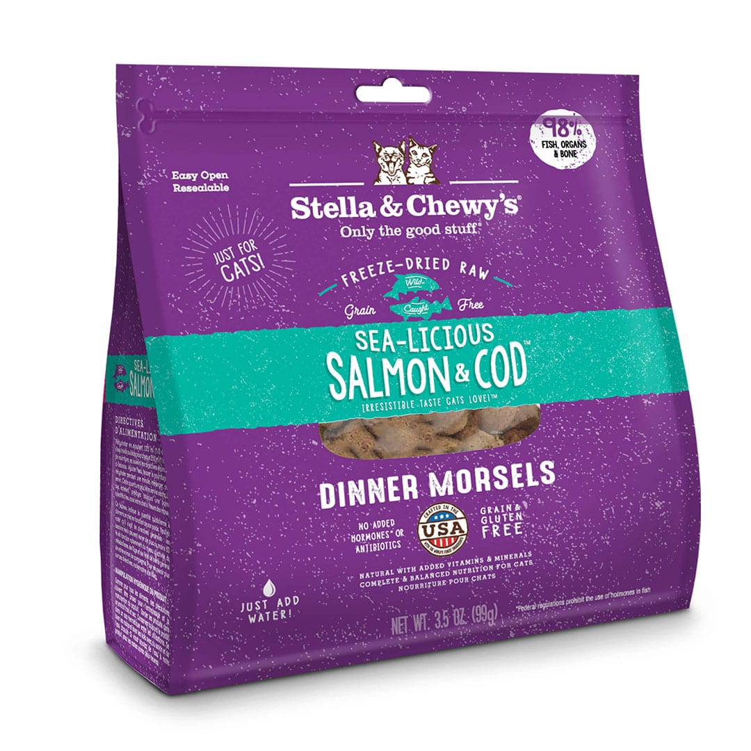 อาหารแมวอบแห้ง Stella & Chewy's Sea-licious Salmon & Cod Dinner Morsels Freeze-Dried Raw Cat Food มี 3 ขนาด จากอเมริกา สำเนา