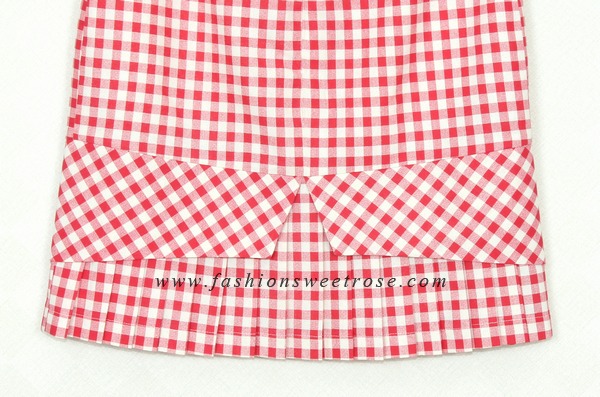 SK-380 กระโปรงแฟชั่น&ทำงาน ทรงสอบ ผ้าคอตต้อนลินินญี่ปุ่น ลายสก๊อตโทนแดง ชายกระโปรงจับจีบรอบตัว