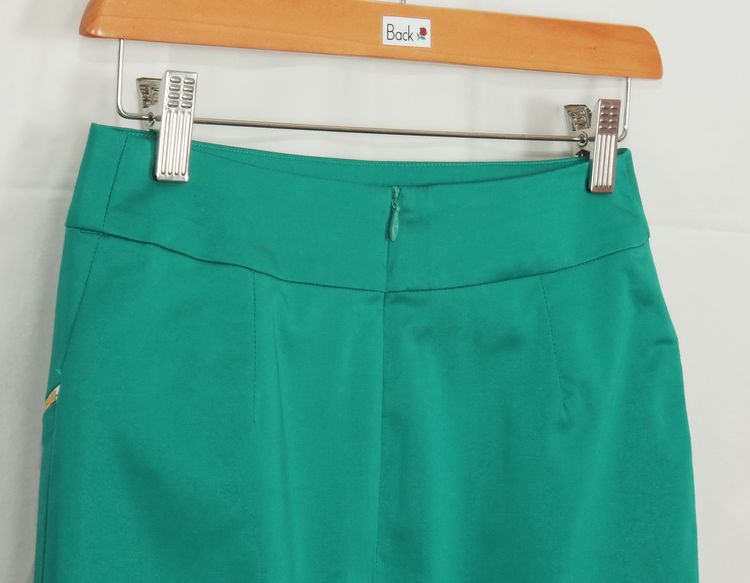SK-117 กระโปรงแฟชั่น&ทำงาน ทรงสอบ ผ้าคอตต้อนญี่ปุ่นผสมสเปนเดกสีเขียว Deep Sea