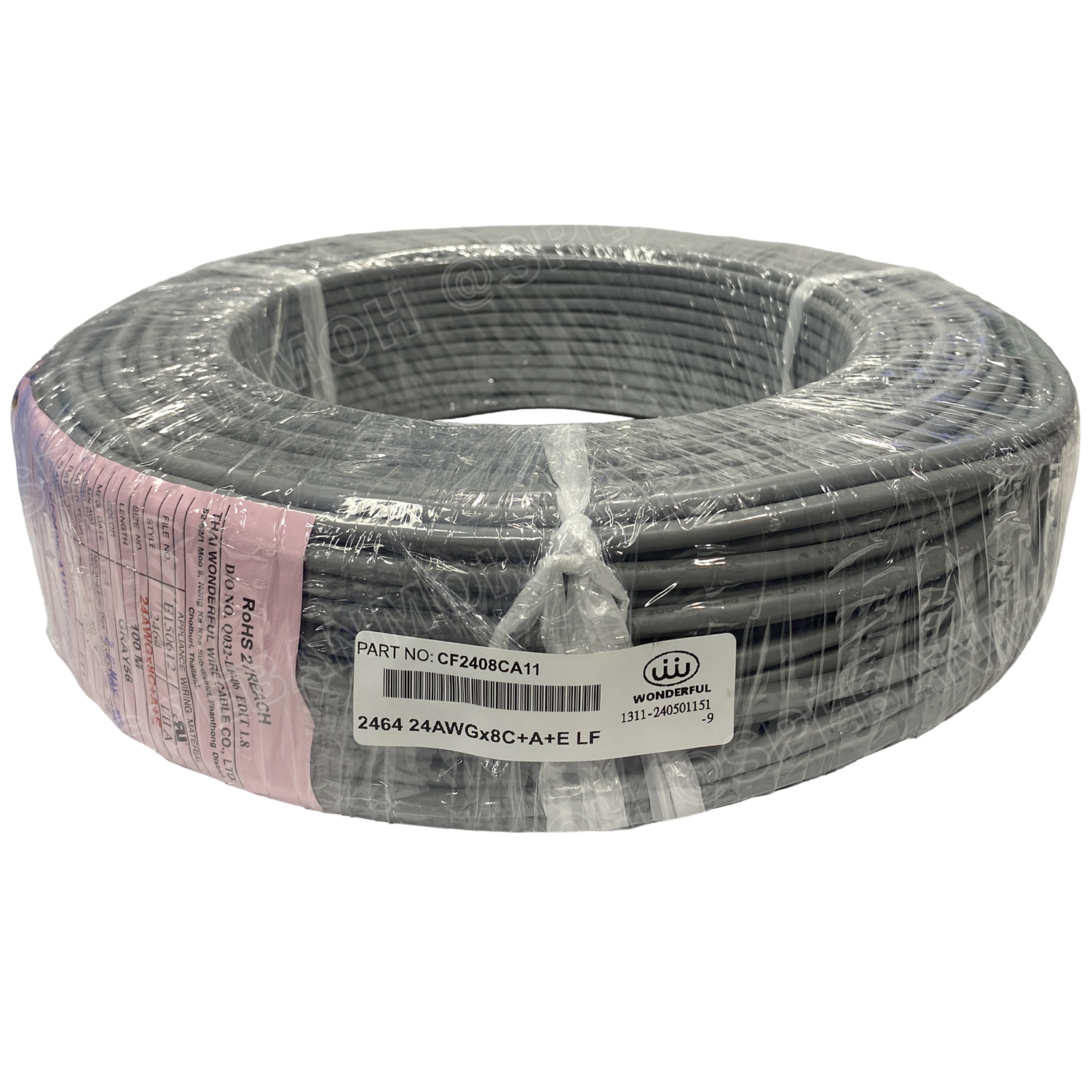 [ 2เมตร ] TW-2464SS-24AWG-08C สายมัลติคอร์ 8 คอร์ ขนาด 24AWG 8C x 24AWG UL2464 300V 80°C AWG24 เบอร์ 24 สายชีลเดียว Single Shielded Multicore Cable 8C Computer Cable TCU Tinned Stranded Copper AWM 2464 24AWG VW-1 80°C 300V E150612 Thai Wonderful AWM I