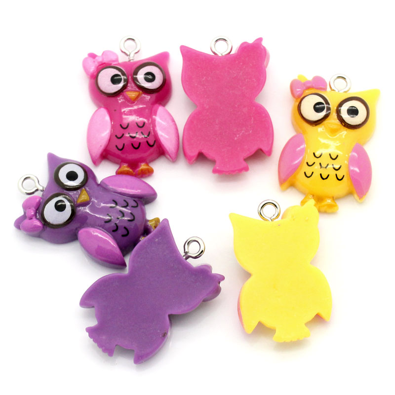 จี้/ตัวห้อย เรซิ่นรูปนกฮูก ขนาด 25x16mm 3 ชิ้น