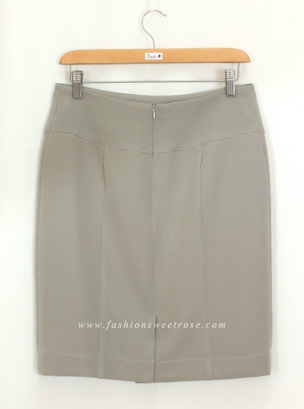 SK-449 กระโปรงทรงสอบ ผ้า Double Twist สีเทา