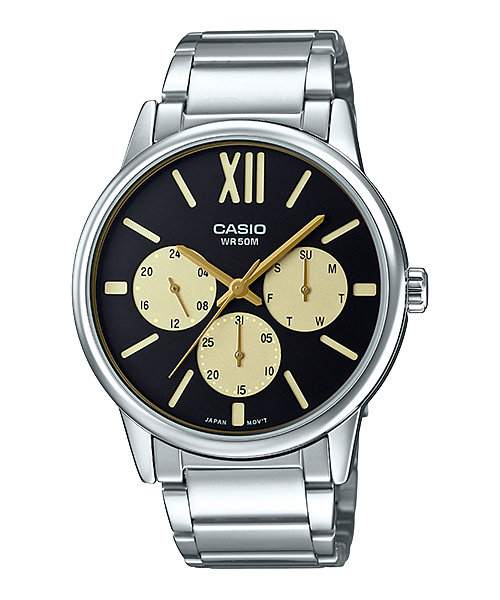 CASIO Standard รุ่น MTP-E312D-1B1VDF สายสแตนเลส จอสีดำ สินค้าของเเท้