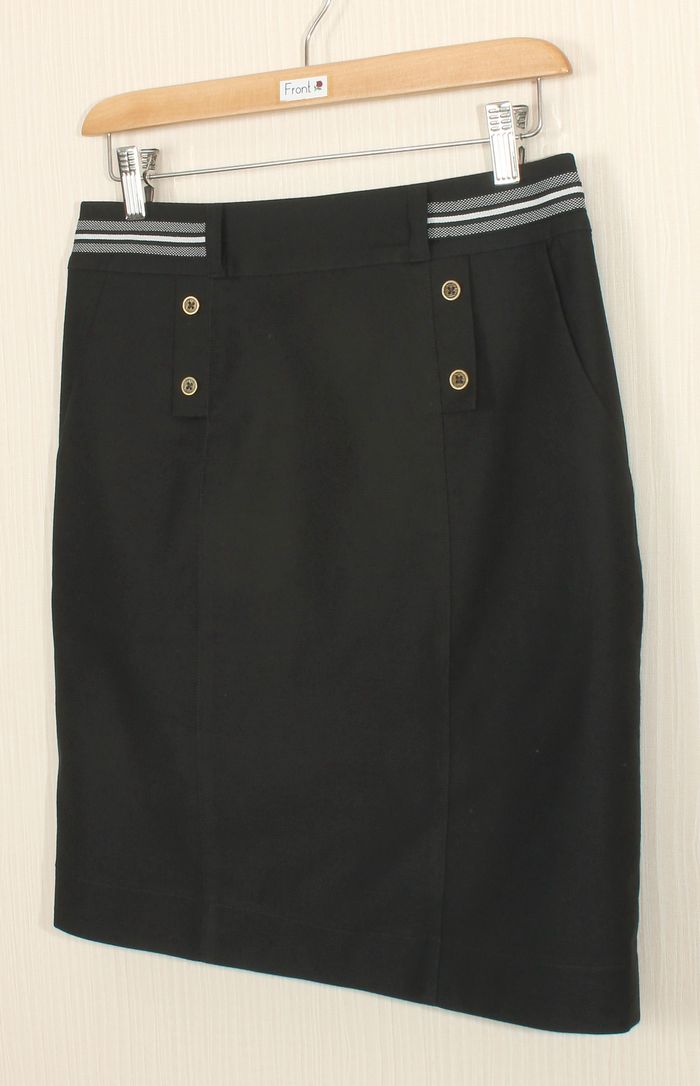 SK-230 กระโปรงแฟชั่น&ทำงาน ทรงสอบมีกระเป๋า 2 ข้าง ผ้าคอตตอนญี่ปุ่นสีดำ