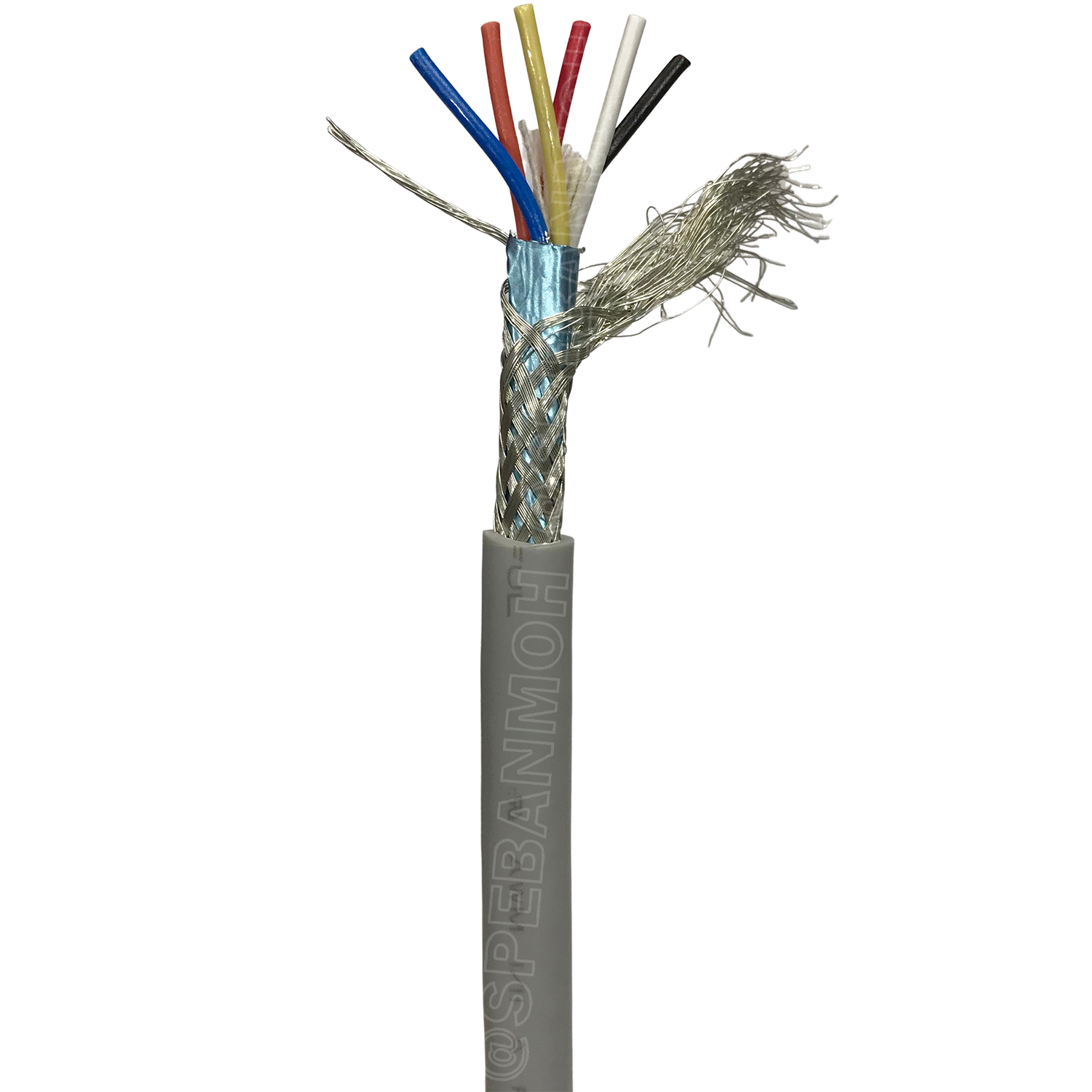 [ 100 เมตร ] TW-2464BS-22AWG-06C สีเทา Grey สายมัลติคอร์ 6 คอร์ ขนาด 22AWG 6Cx22AWG UL2464 300V 80°C AWG22 เบอร์ 22 สายชีลรอบ Braid Shielded Multicore Cable 6C Computer Cable TCU Tinned Stranded Copper AWM 2464 22AWG VW-1 80°C 300V E150612 Thai Wonderful