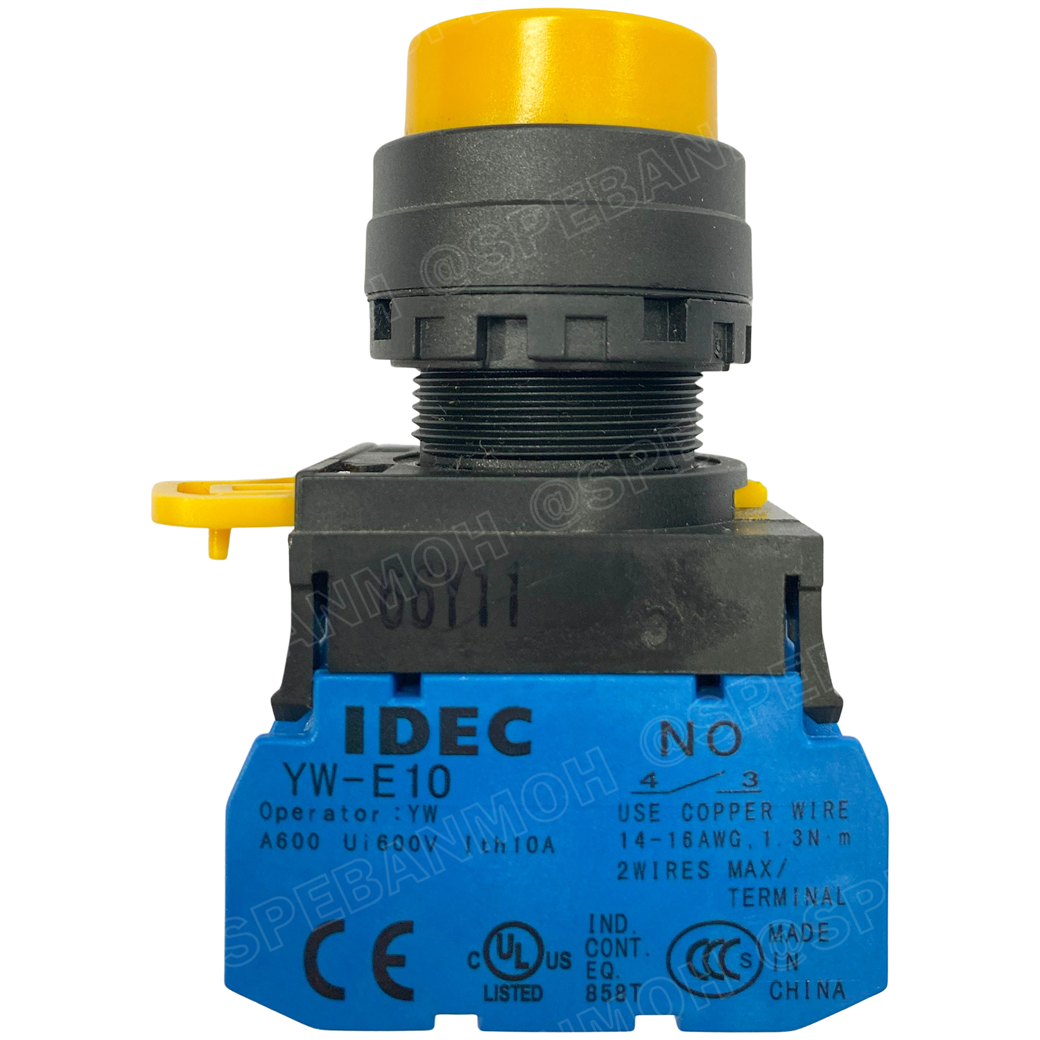 [ 1ชิ้น ] YW1B-A2E10 สวิทช์ กดติดกดดับ สีเหลือง Yellow 1NO IDEC ไอเดค สวิทช์คอนโทรล 22mm Push Button Switch สวิทช์ไฟ กดค้าง Maintained สวิทช์กด คอนแท็คเสริม NO สวิทช์ไฟฟ้า 22 มิล Control Switches สวิทช์หน้าตู้ 22มิล สวิทช์กดติด-กดดับ