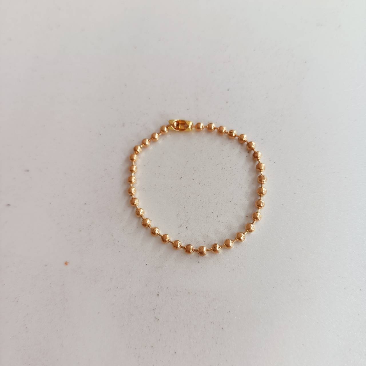 โซ่ไข่ปลาเหล็ก สีน้ำตาลทอง พร้อมข้อต่อตัวล็อก ขนาด 2 มม. เลือกความยาว