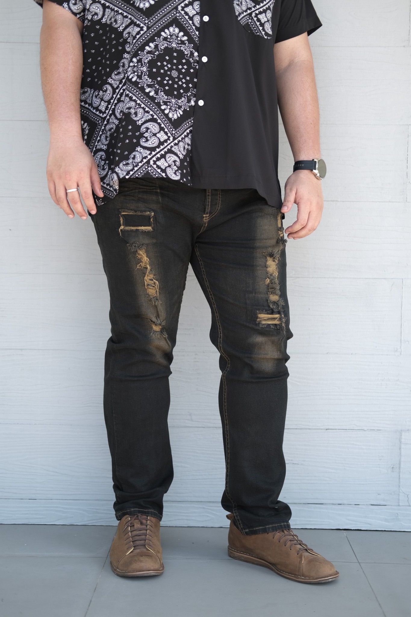 กางเกงยีนส์ ไซส์ใหญ่ ยีนส์เดฟ ผ้ายืด สียีนส์ดำสนิม กางเกงคนอ้วน ผู้ชายอ้วน 40-54" #232 #732